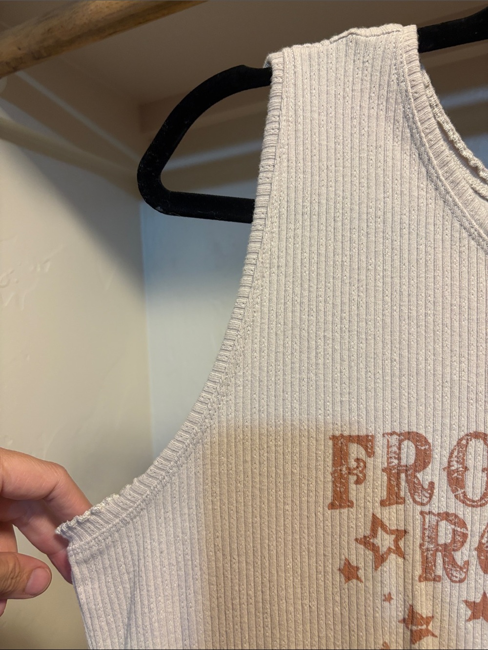 Panhandle Slim Cream Ribbed Tank with Rust Rodeo Print - Picture 3 of 4